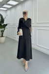 Sare Fashion Brooch Satin Suit Black