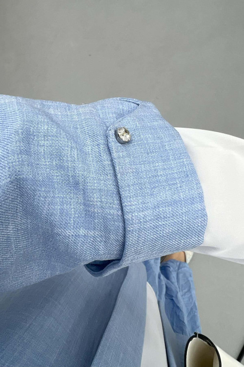 Plus Size Double Jacket Light Blue