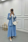 Plus Size Double Jacket Light Blue
