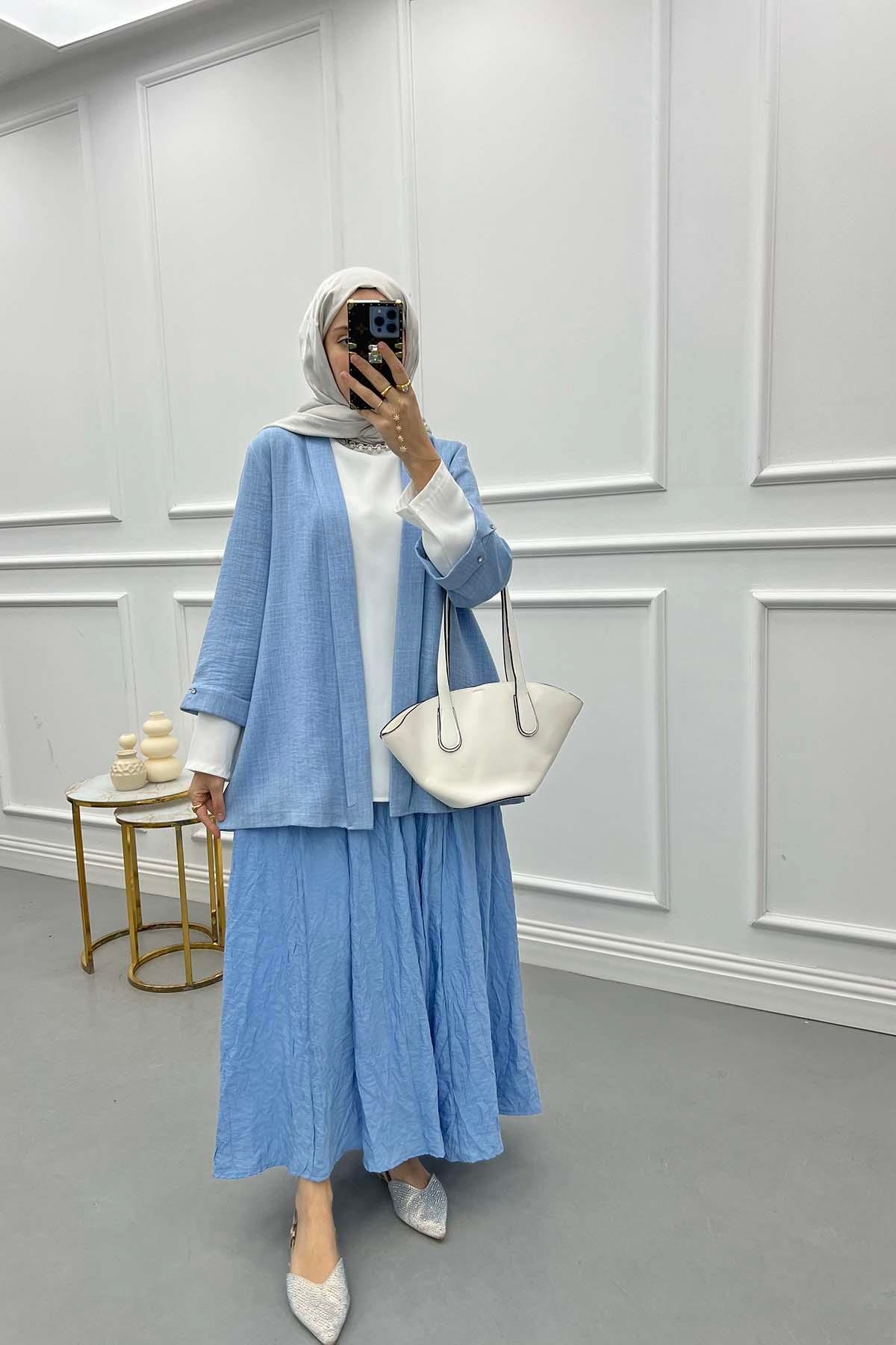 Plus Size Double Jacket Light Blue