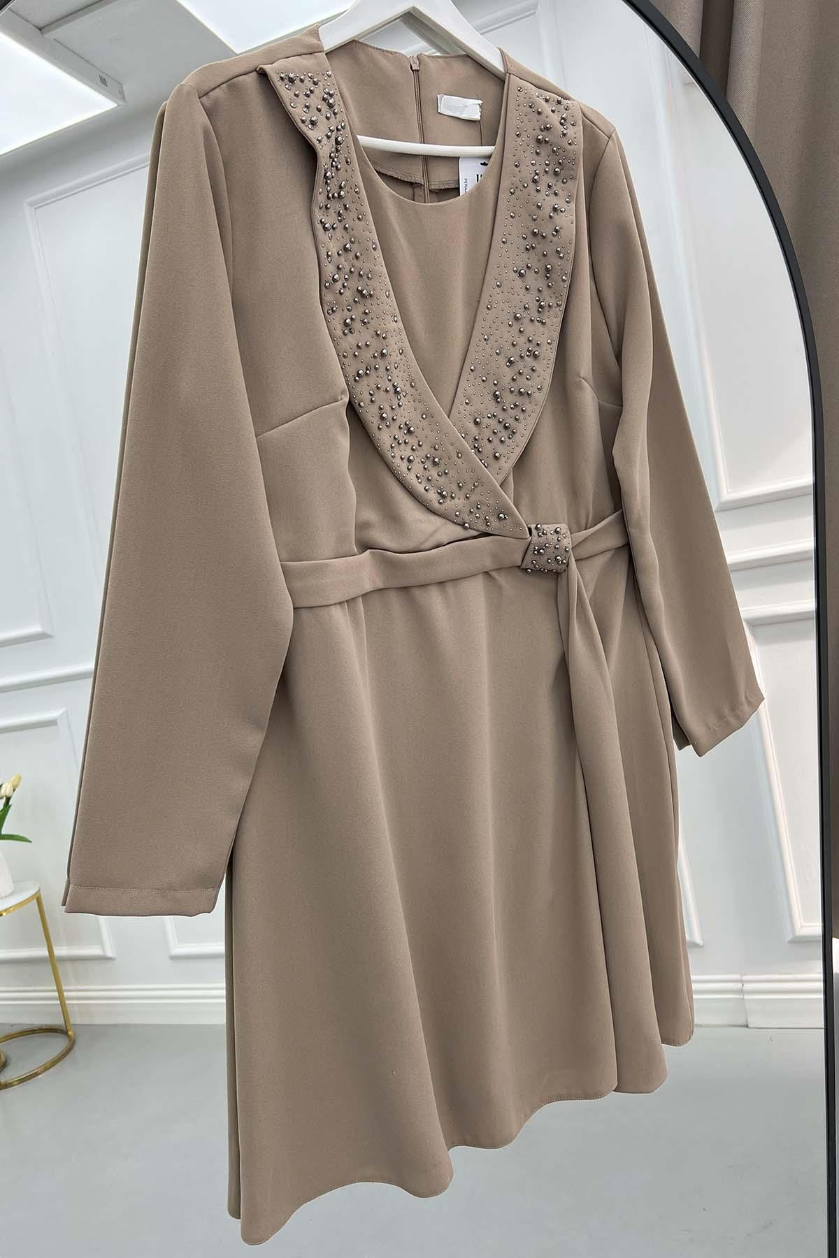 Plus Size Stoned Tunic Set Mink
