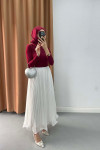 Blouse with Gathered Detail Burgundy