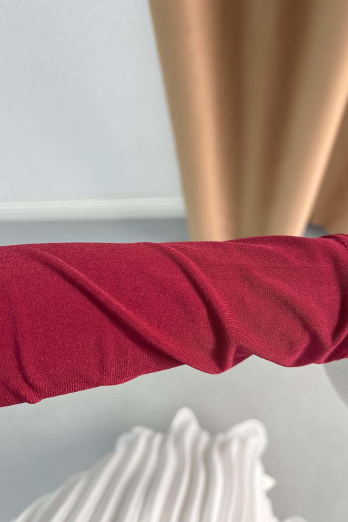 Blouse with Gathered Detail Burgundy
