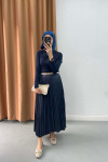 Gathered Detailed Blouse Navy Blue