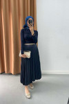 Gathered Detailed Blouse Navy Blue