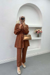 Drawstring Pocket Stone Suit Brown