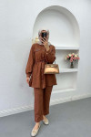Drawstring Pocket Stone Suit Brown