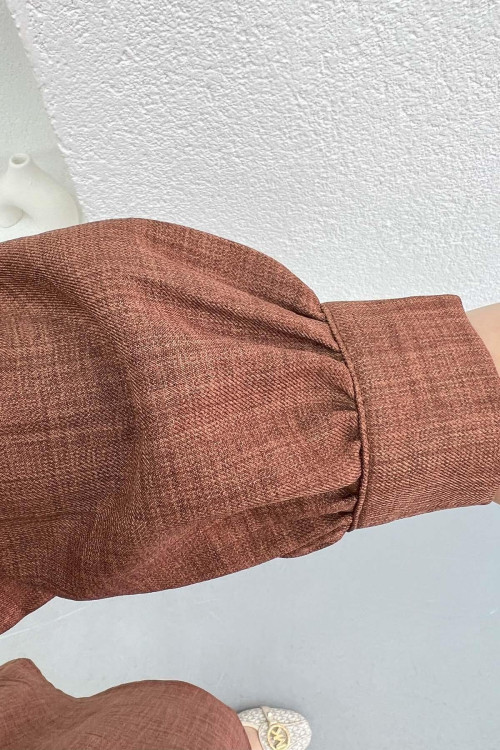 Drawstring Pocket Stone Suit Brown