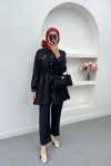 Gathered Pocket Stone Suit Black