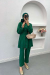 Gathered Pocket Stone Suit Emerald Green