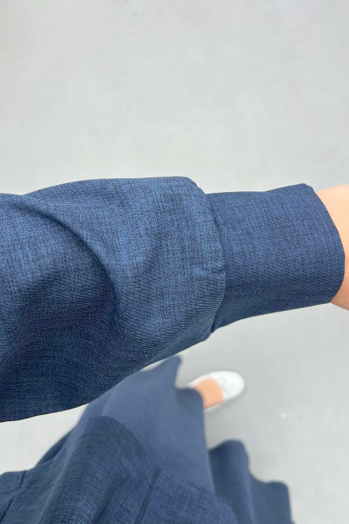 Sare Fashion Pleated Skirt Suit Navy Blue