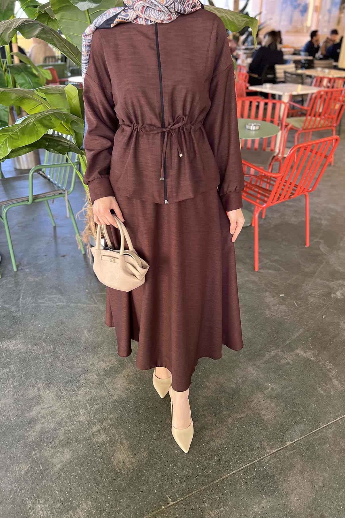 Sare Fashion Pleated Skirt Set Plum