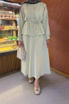 Sare Fashion Pleated Skirt Set Nile Green