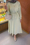 Sare Fashion Pleated Skirt Set Nile Green