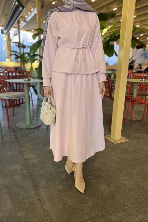 Sare Fashion Pleated Skirt Set Pink