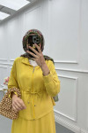 Sare Fashion Pleated Skirt Set Yellow