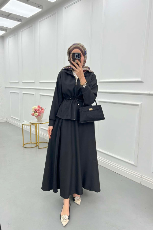 Sare Fashion Pleated Skirt Set Black