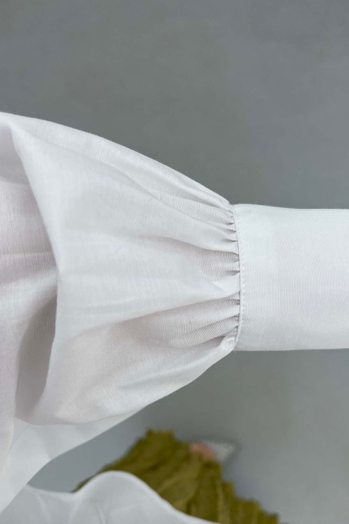 Sare Fashion Pleated Shirt White