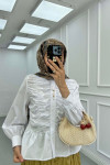 Sare Fashion Pleated Shirt White