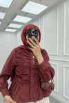 Sare Fashion Pleated Shirt Claret Red