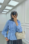 Sare Fashion Gathered Shirt Blue