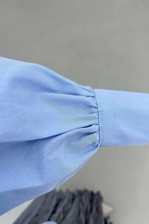 Sare Fashion Gathered Shirt Blue