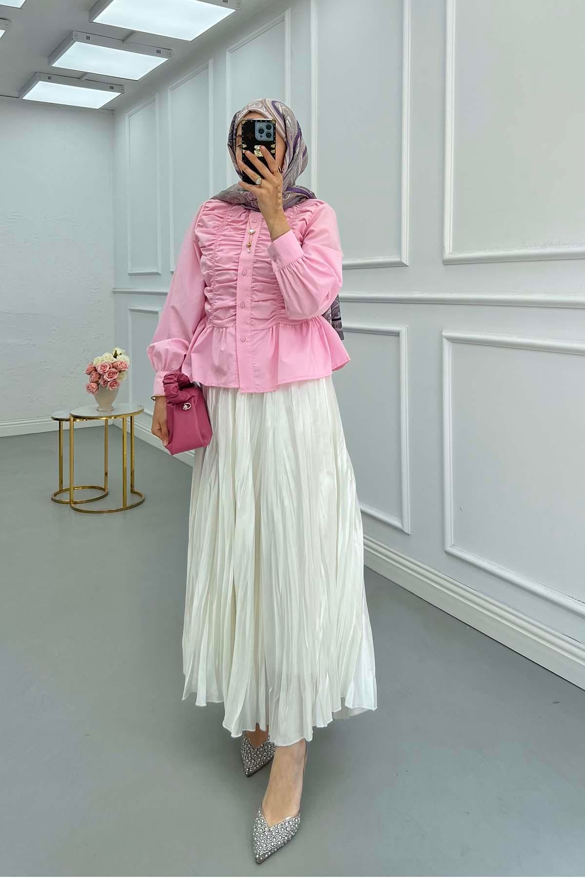Sare Fashion Pleated Shirt Pink