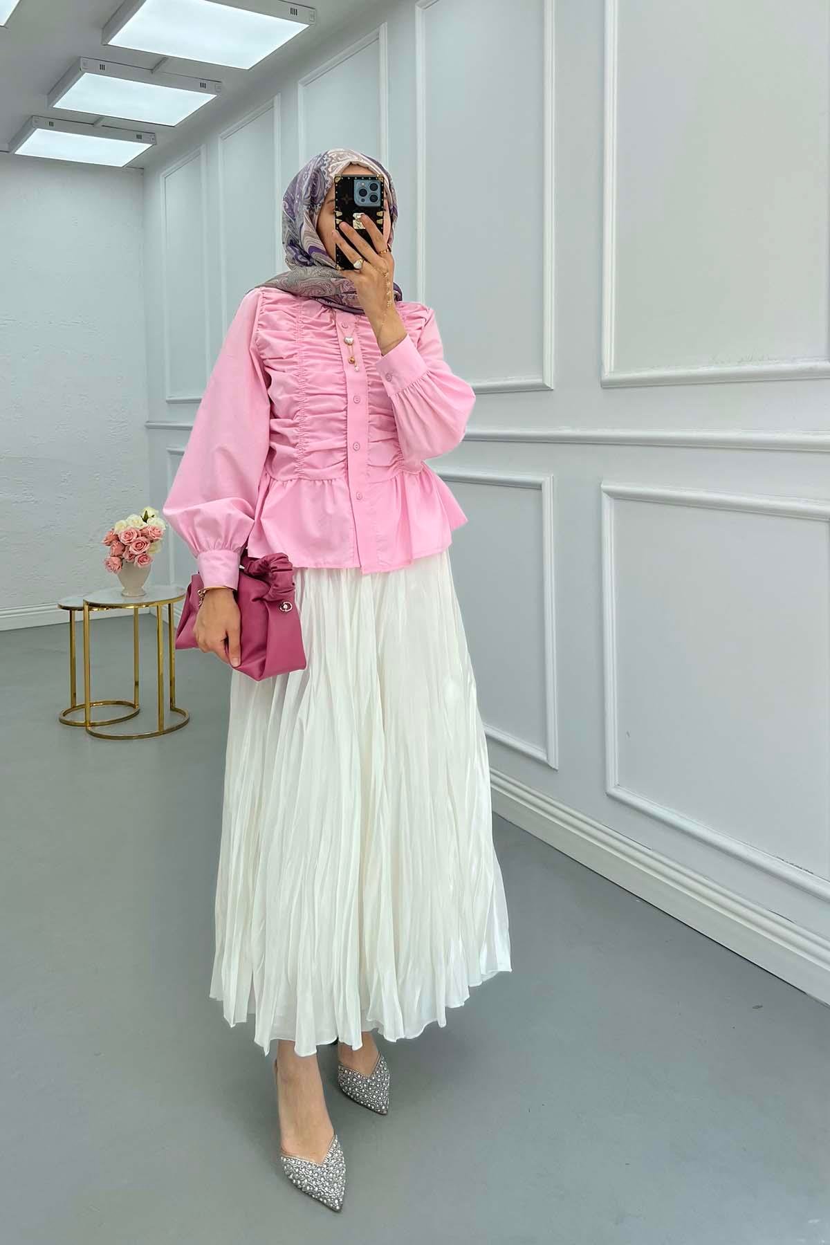 Sare Fashion Pleated Shirt Pink