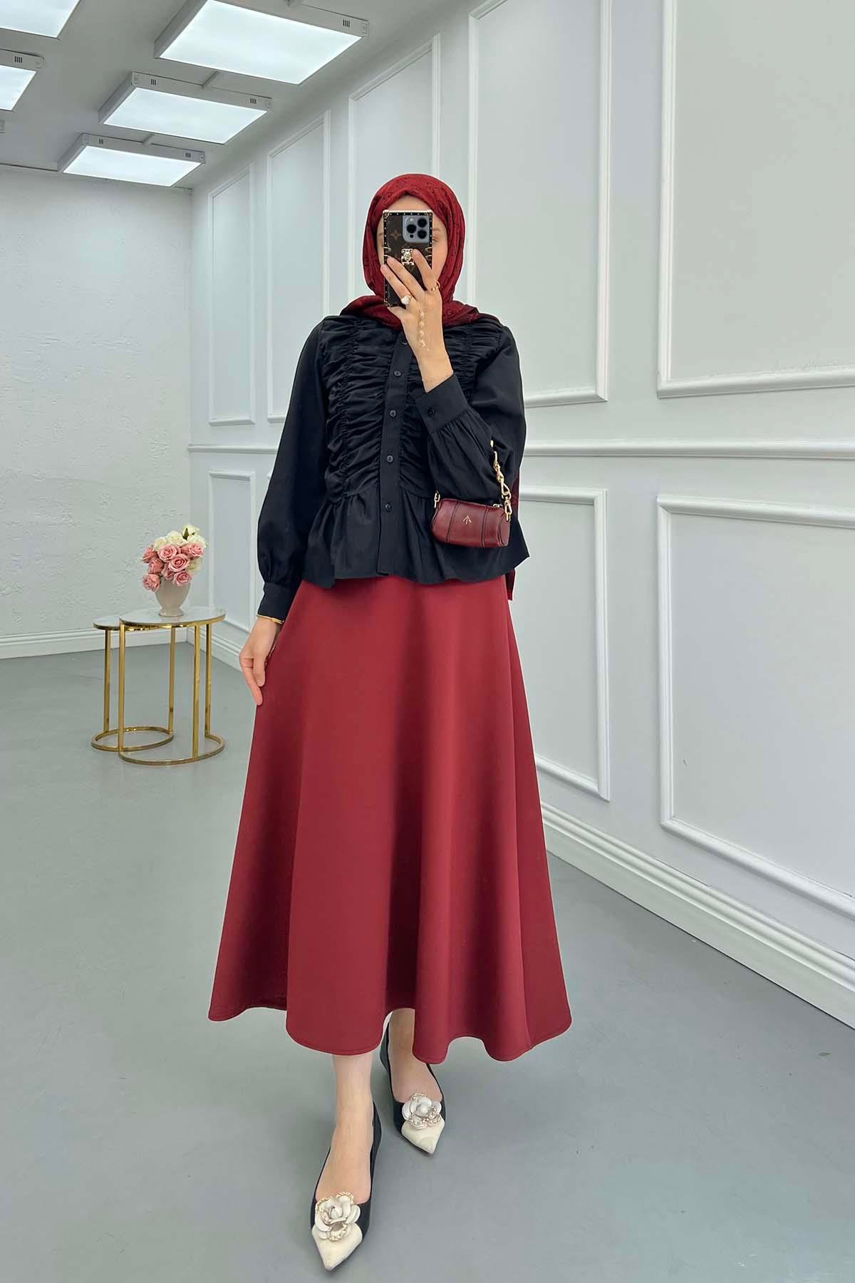 Sare Fashion Gathered Shirt Black