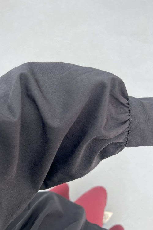 Sare Fashion Gathered Shirt Black