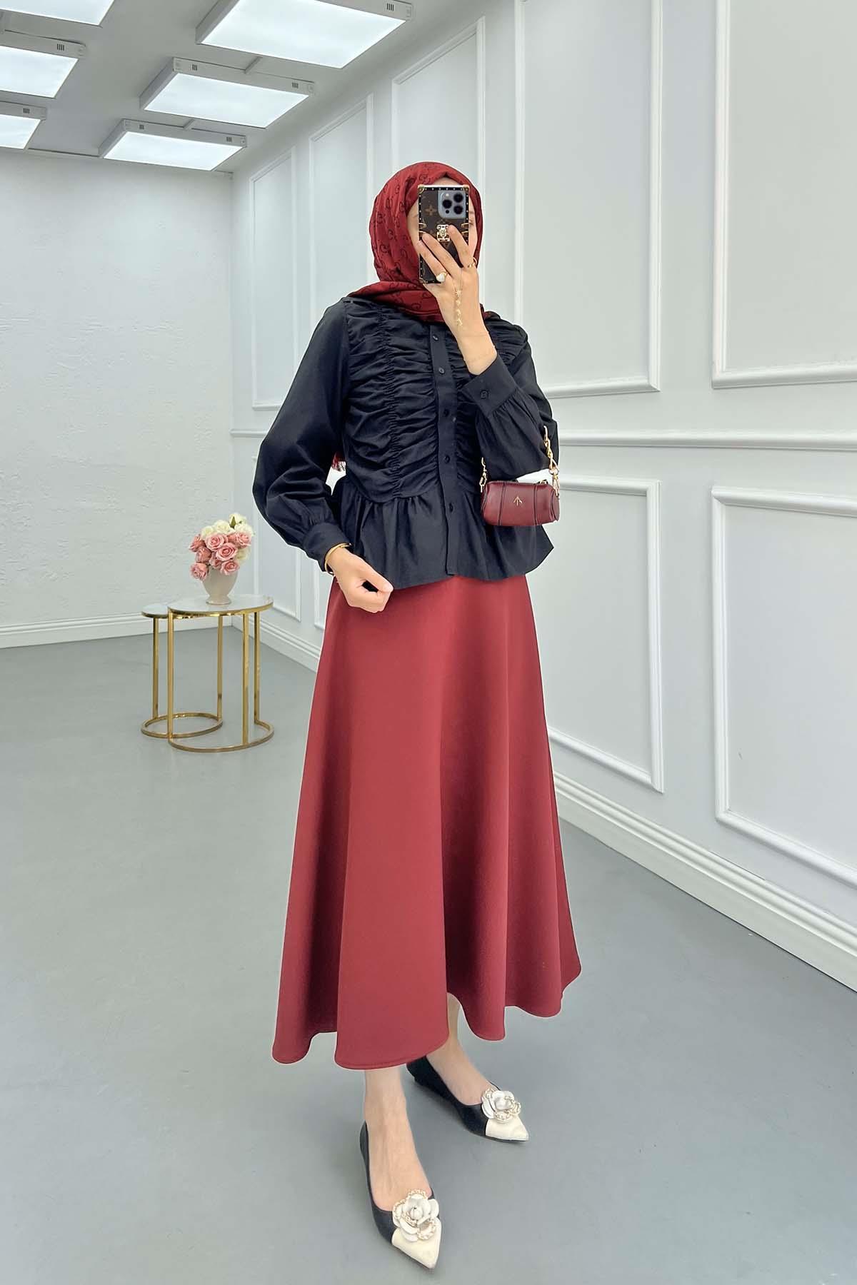Sare Fashion Gathered Shirt Black