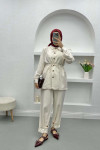 Gathered Belt Detailed Suit Beige