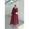 Sare Fashion Cross-Piece Belted Lined Dress Burgundy