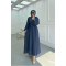 Sare Fashion Cross-Piece Belted Lined Dress Navy Blue