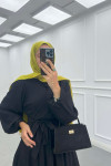 Sare Fashion Cross-Piece Belted Lined Dress Black