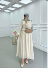 Sare Fashion Cross-Piece Belted Lined Dress Stone