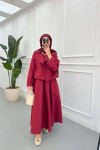 Sare Fashion Jacket Laced Vest Suit Claret Red