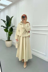Sare Fashion Jacket Laced Vest Set Stone