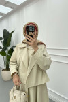 Sare Fashion Jacket Laced Vest Set Stone