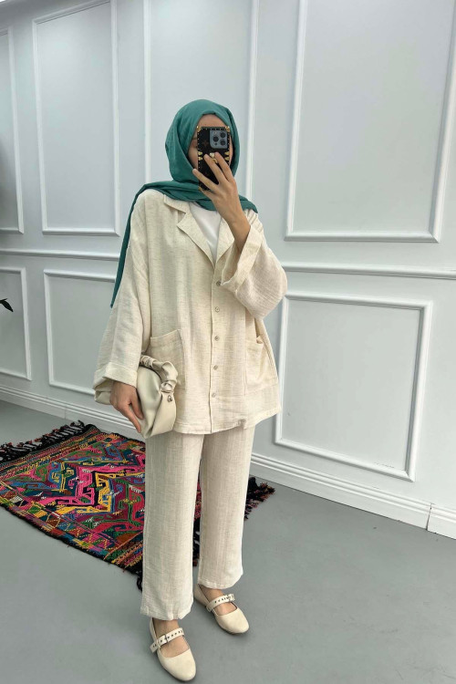 Linen Suit with Jacket Stone