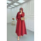 Sare Fashion Single Button Skirt Suit with Jacket Burgundy