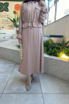 Sare Fashion Pocket Detailed Pleated Skirt Set Beige