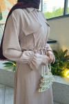 Sare Fashion Pocket Detailed Pleated Skirt Set Beige