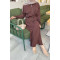 Sare Fashion Pocket Detailed Pleated Skirt Set Brown