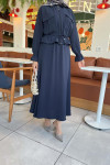 Sare Fashion Pocket Detailed Pleated Skirt Set Navy Blue