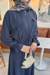 Sare Fashion Pocket Detailed Pleated Skirt Set Navy Blue