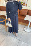 Sare Fashion Pocket Detailed Pleated Skirt Set Navy Blue