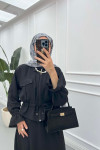 Sare Fashion Pocket Detailed Pleated Skirt Set Black