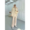 Sare Fashion Striped Muslin Shirt with Pocket Detail Beige