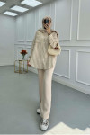 Sare Fashion Striped Muslin Shirt with Pocket Detail Beige